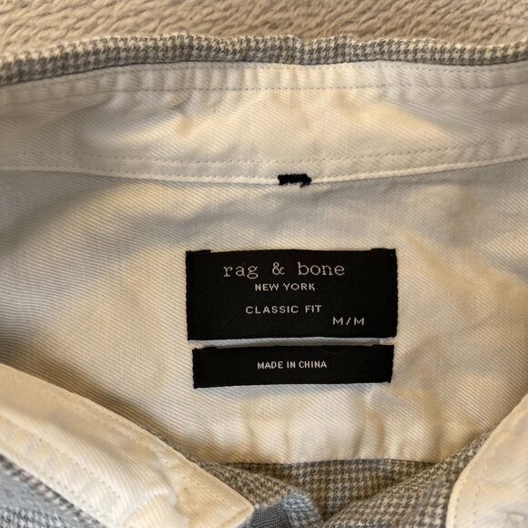 Rag & Bone Mens Button Up Shirt Classic Fit Medium Gray Herringbone Long Sleeves - Picture 5 of 11